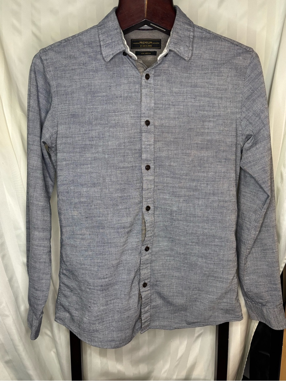 Premium by Jack & Jones Men's Light Blue Button-Up Shirt